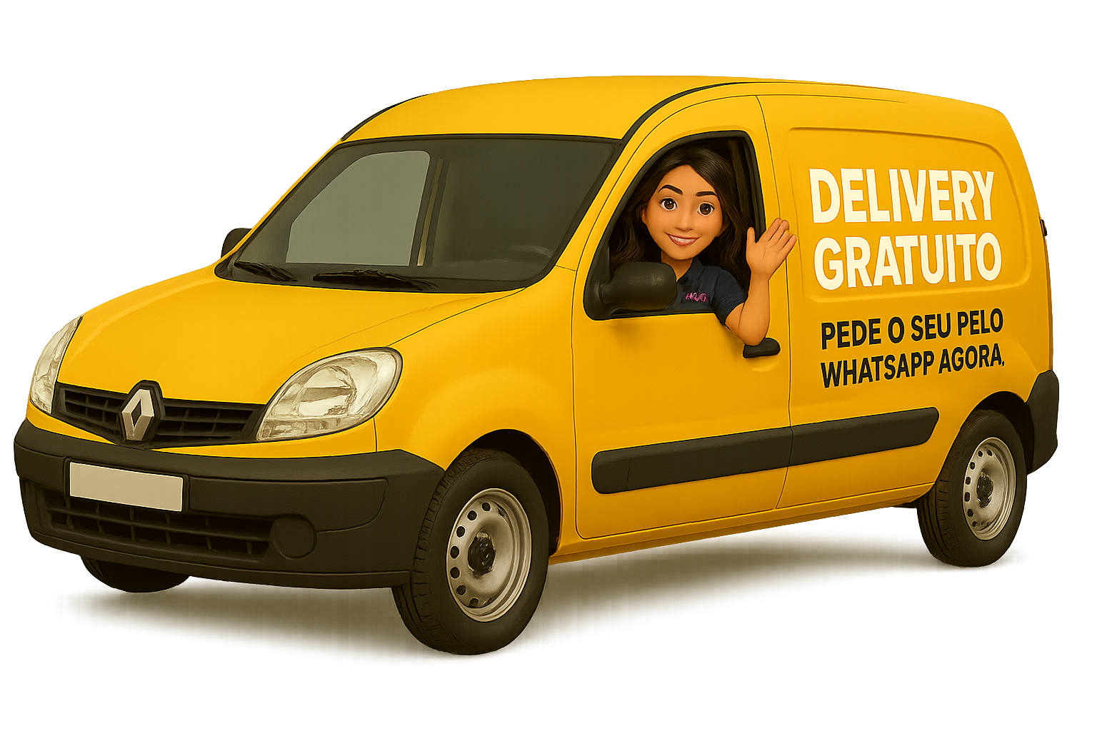 Marianninha no carro de entrega